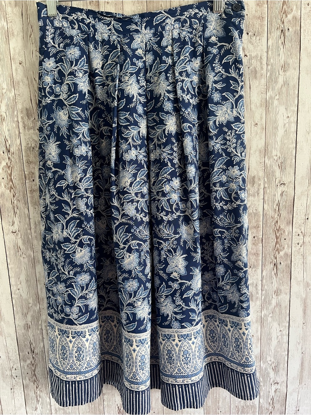 Charter Club Navy and White Floral Vintage Cottage Girly Coastal Midi Skirt 8P